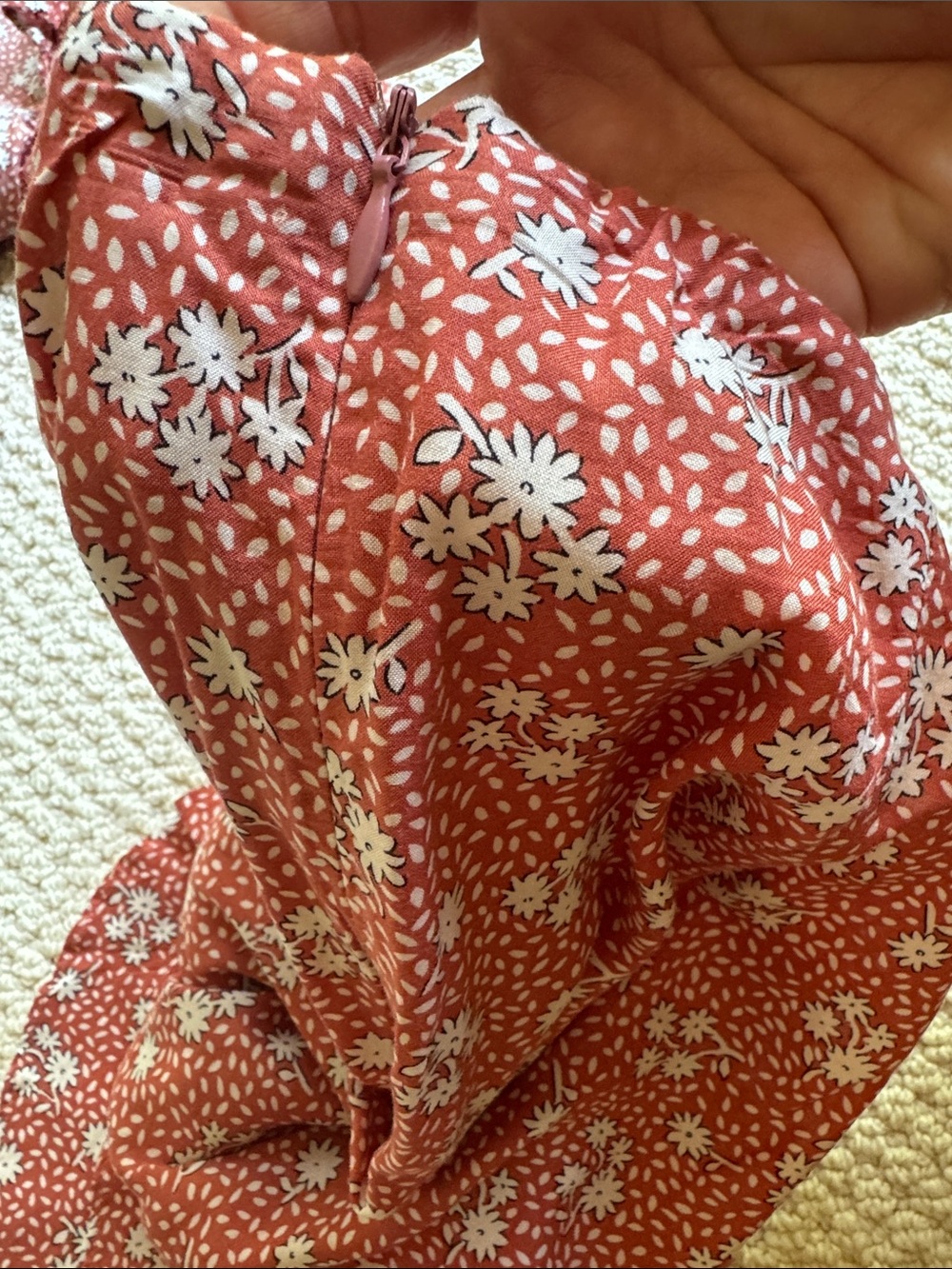 Lulu's Rust-Red Floral Set - tie front blouse with ruffled skirt - Picture 5 of 5